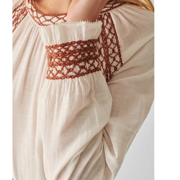 Faherty Arles Embroidered Long Sleeve Top, Renaissance, Beige, Small (4/6), NWT - Picture 15 of 16
